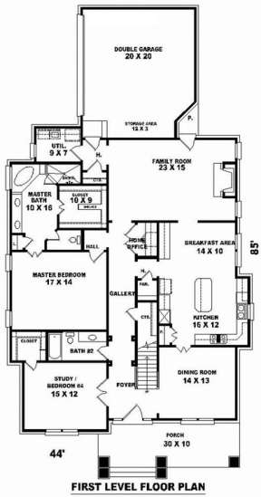 Floorplan 1 for House Plan #053-01308