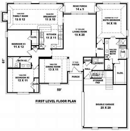 Floorplan 1 for House Plan #053-01309
