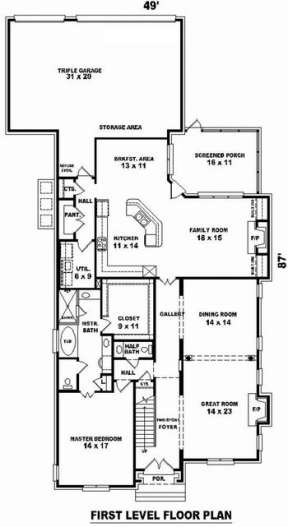 Floorplan 1 for House Plan #053-01328