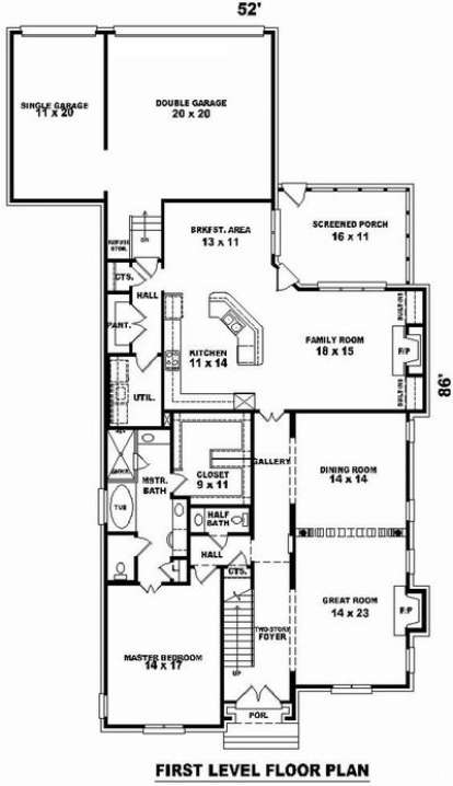 Floorplan 1 for House Plan #053-01332