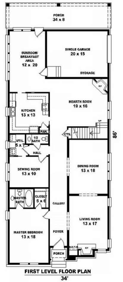 Floorplan 1 for House Plan #053-01333