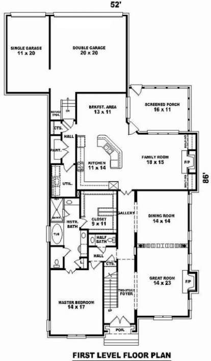 Floorplan 1 for House Plan #053-01334