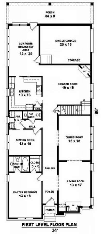 Floorplan 1 for House Plan #053-01338