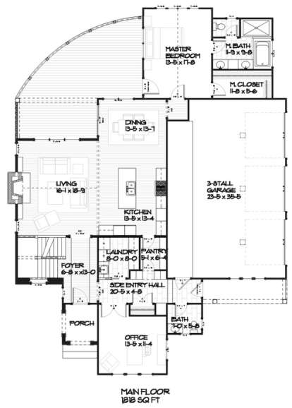 Floorplan 1 for House Plan #1637-00001