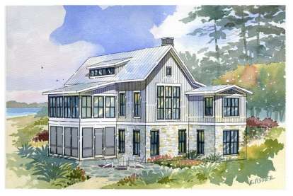 Lake Front House Plan #1637-00007 Elevation Photo