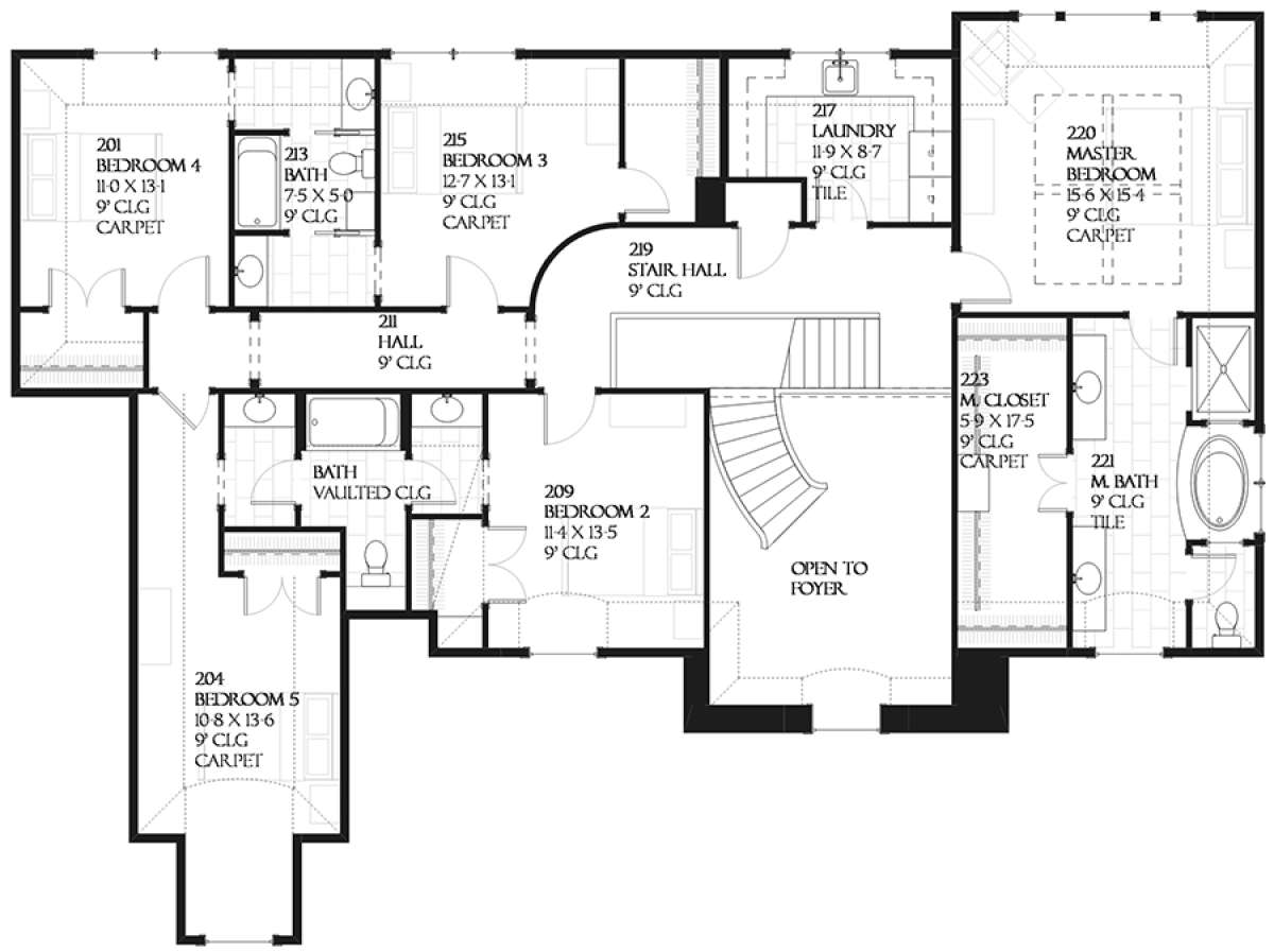 Luxury Plan - 4,427 Square Feet, 5 Bedrooms, 3.5 Bathrooms | Floor Plan  #1637-00059 | America's Best House Plans, image size:1200x897