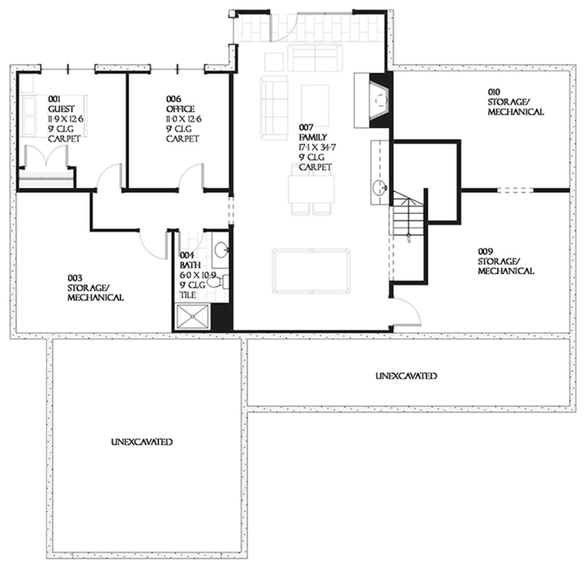Basement for House Plan #1637-00062