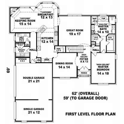 Floorplan 1 for House Plan #053-01353