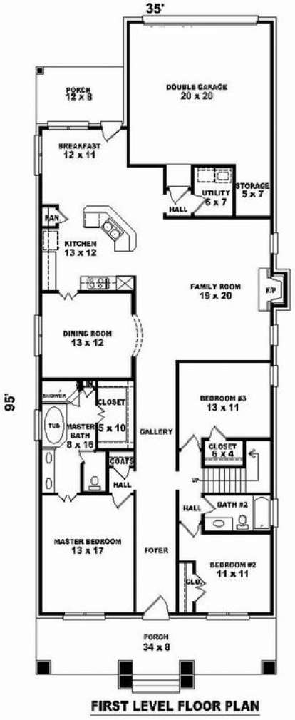 Floorplan 1 for House Plan #053-01365