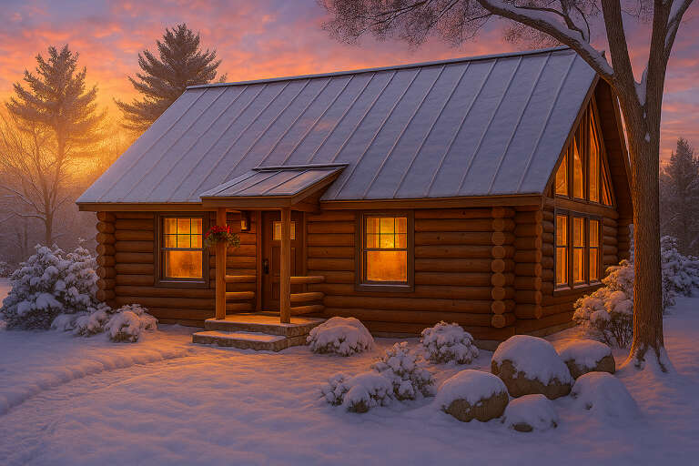 House Plan House Plan #895 Angled Front Elevation - Winter