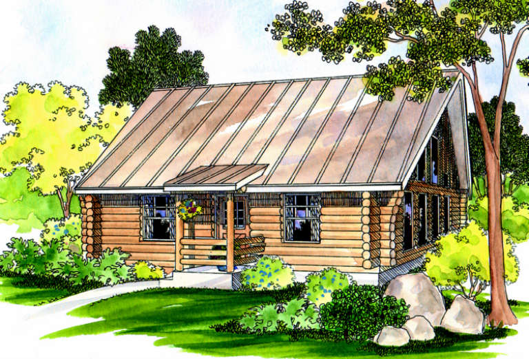 Log House Plan #035-00244 Elevation Photo