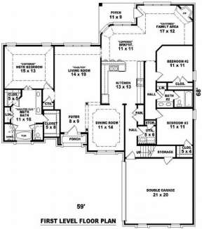 Floorplan 1 for House Plan #053-01377