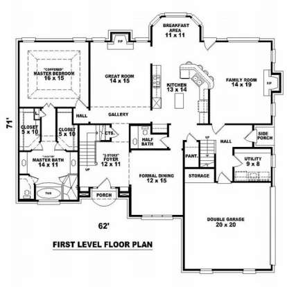 Floorplan 1 for House Plan #053-01385