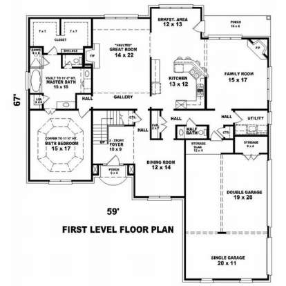Floorplan 1 for House Plan #053-01386