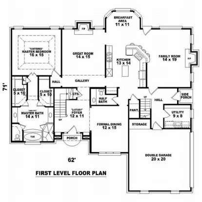 Floorplan 1 for House Plan #053-01387