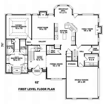 Floorplan 1 for House Plan #053-01387