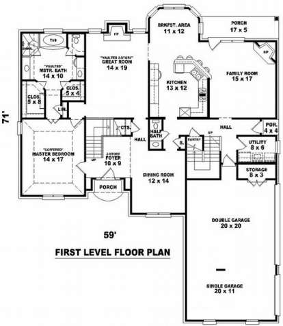 Floorplan 1 for House Plan #053-01388