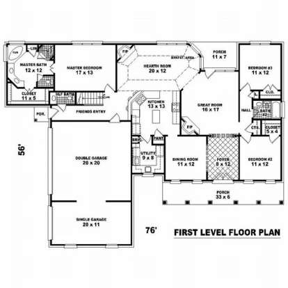 Floorplan 1 for House Plan #053-01399