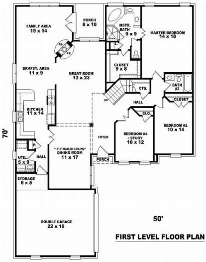 Floorplan 1 for House Plan #053-01409