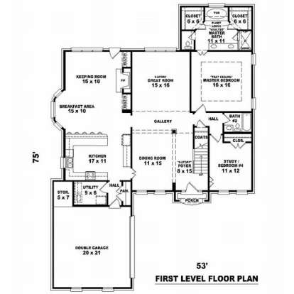 Floorplan 1 for House Plan #053-01413