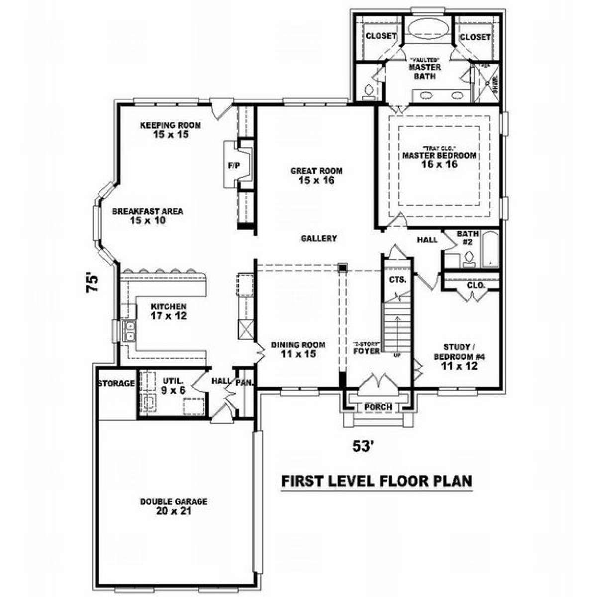 Floorplan 1 for House Plan #053-01420