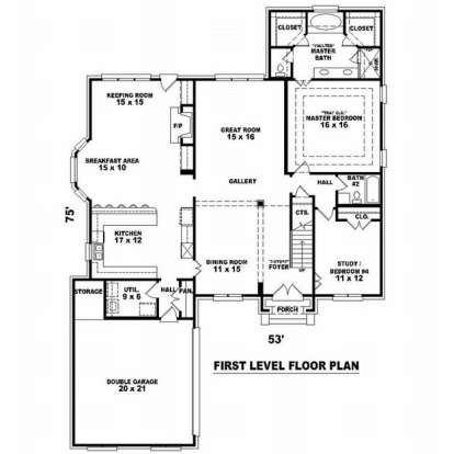 Floorplan 1 for House Plan #053-01420