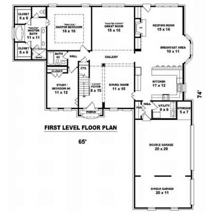 Floorplan 1 for House Plan #053-01427