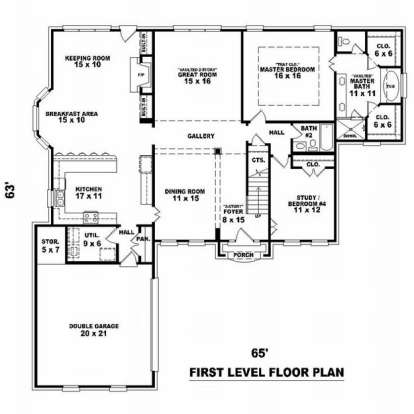 Floorplan 1 for House Plan #053-01441