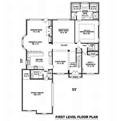 Floorplan 1 for House Plan #053-01443