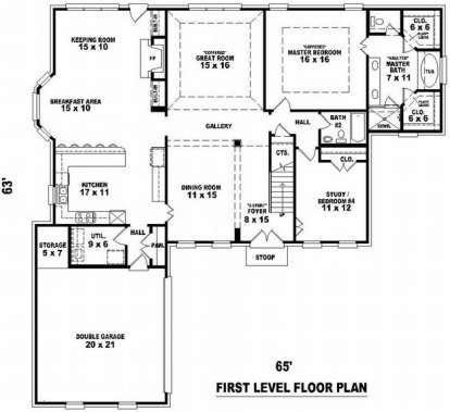 Floorplan 1 for House Plan #053-01445