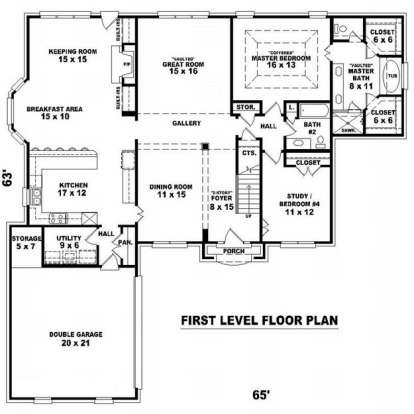 Floorplan 1 for House Plan #053-01447