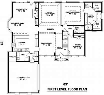Floorplan 1 for House Plan #053-01450