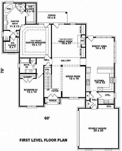 Floorplan 1 for House Plan #053-01451