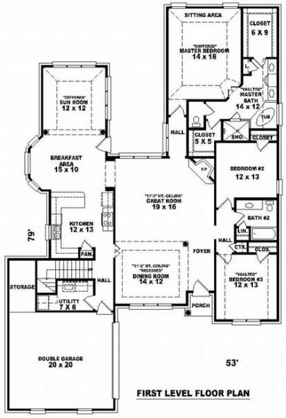 Floorplan 1 for House Plan #053-01453