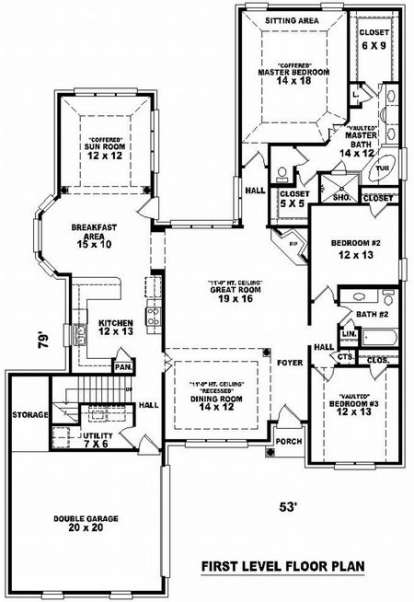 Floorplan 1 for House Plan #053-01454