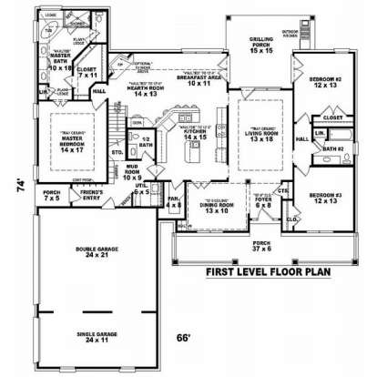 Floorplan 1 for House Plan #053-01466