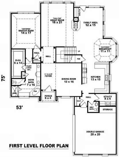 Floorplan 1 for House Plan #053-01477