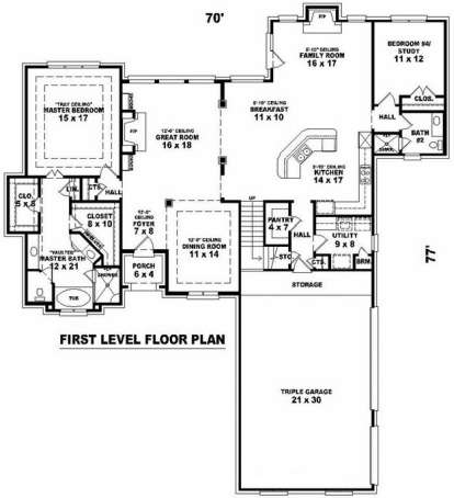 Floorplan 1 for House Plan #053-01487