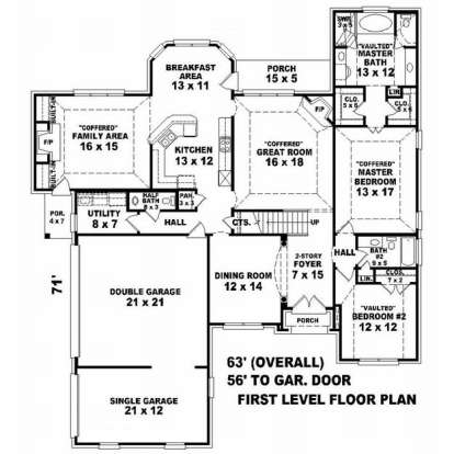 Floorplan 1 for House Plan #053-01493