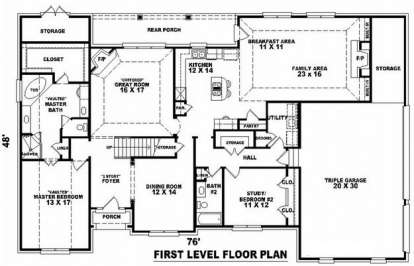 Floorplan 1 for House Plan #053-01496