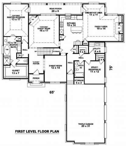 Floorplan 1 for House Plan #053-01497
