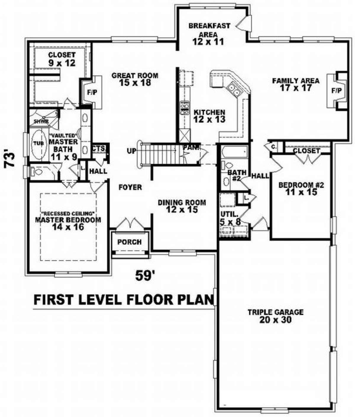 Floorplan 1 for House Plan #053-01498