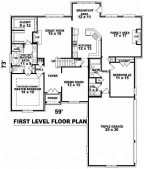 Floorplan 1 for House Plan #053-01498