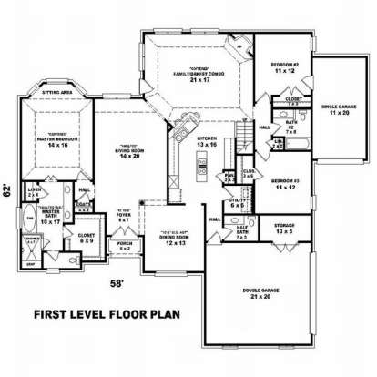 Floorplan 1 for House Plan #053-01516