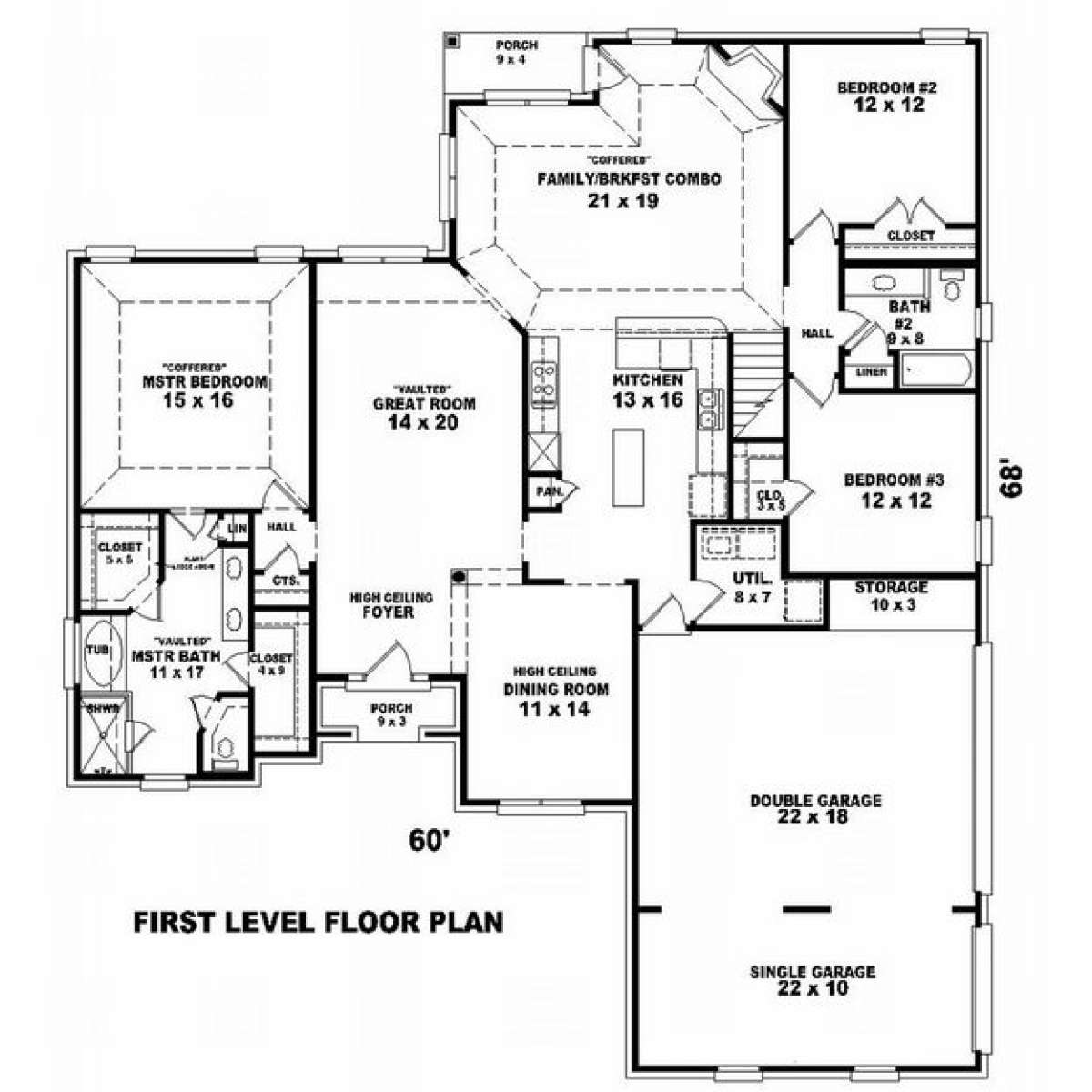 Floorplan 1 for House Plan #053-01521