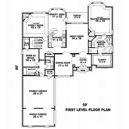 Floorplan 1 for House Plan #053-01523