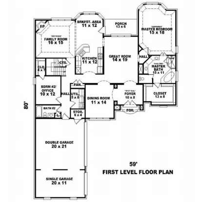 Floorplan 1 for House Plan #053-01526