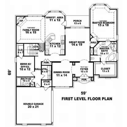 Floorplan 1 for House Plan #053-01528