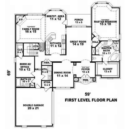 Floorplan 1 for House Plan #053-01529