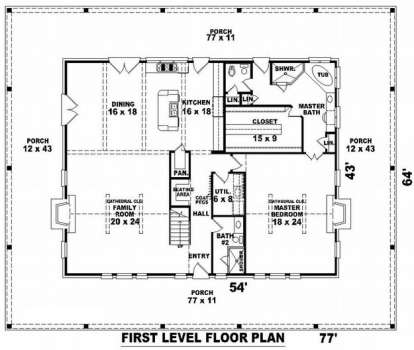 Floorplan 1 for House Plan #053-01537